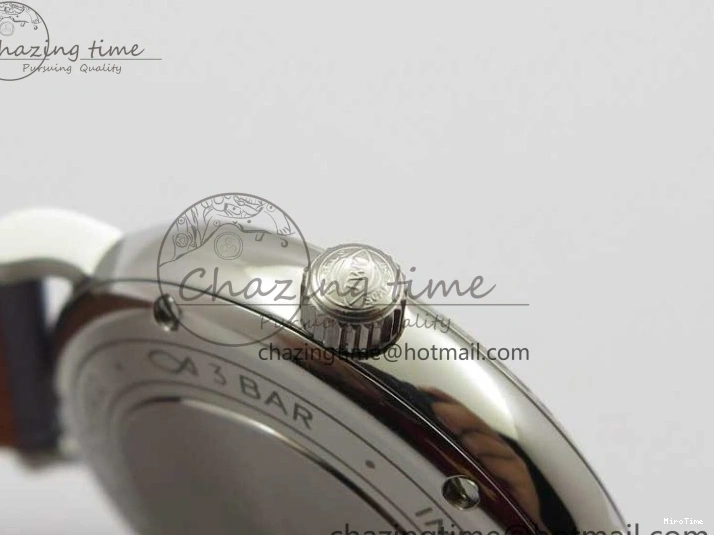 MIROTIME 0227 Attractive Portofino 37mm SS V7F 1:1 Best Edition Gray Dial Diamonds Bezel on Gray Leather Strap A 7091